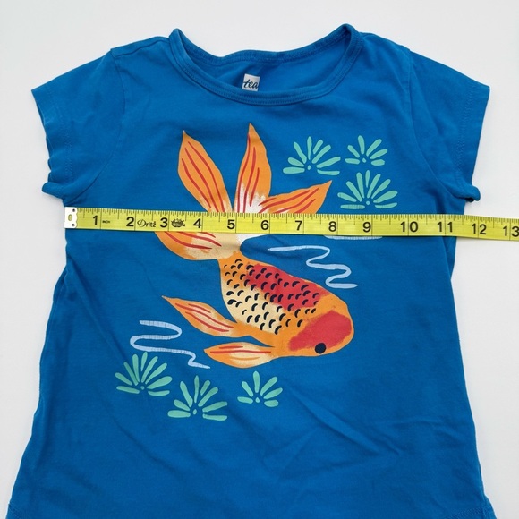 Tea Collection Girls Coy Koi Fish Tunic Top 5 Blue, Orange 100% Cotton - Picture 8 of 10